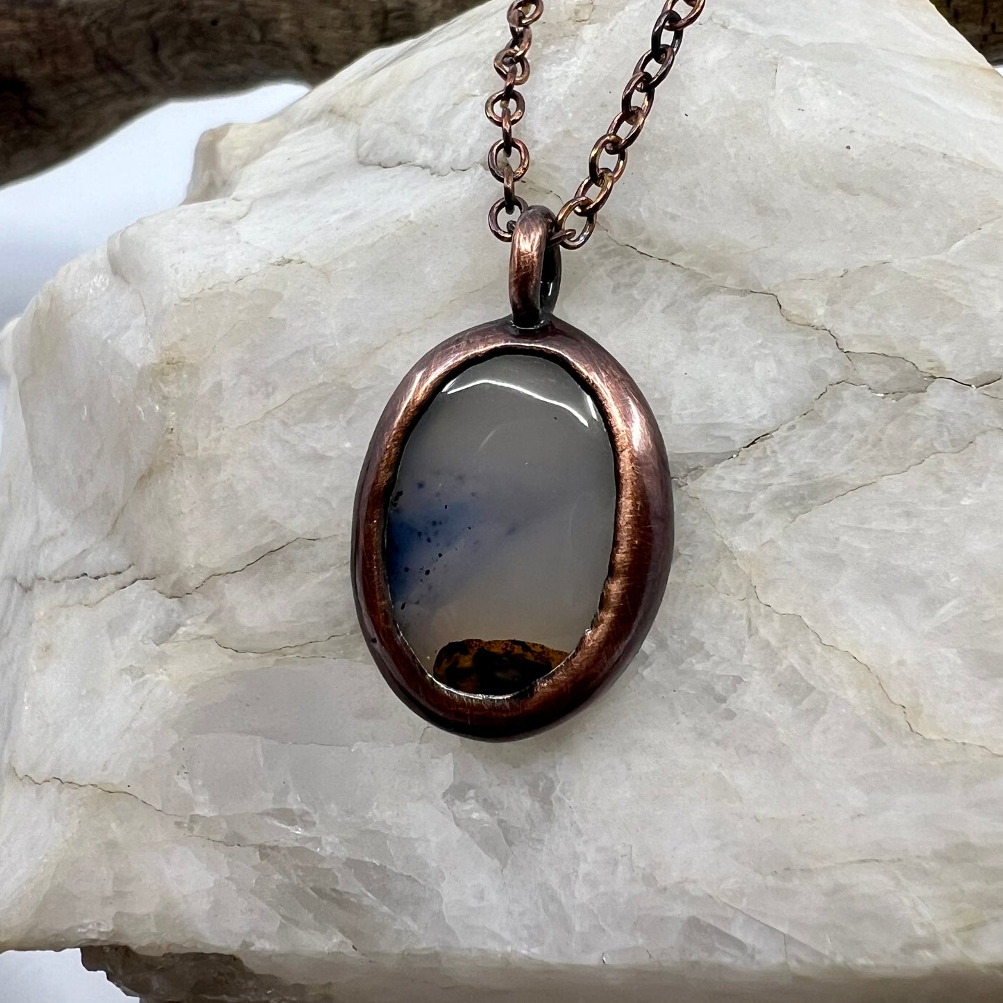 Montana Agate -- Copper Electroformed Necklace