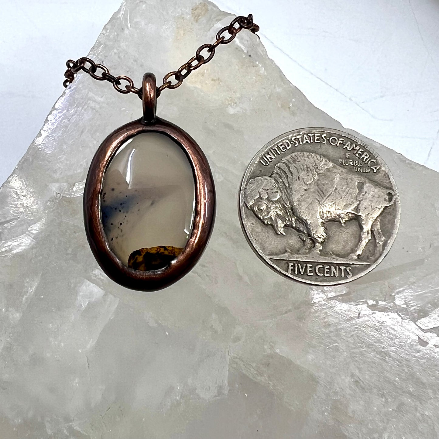 Montana Agate -- Copper Electroformed Necklace
