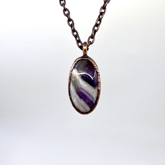 Chevron Amethyst Necklace - Copper Electroformed