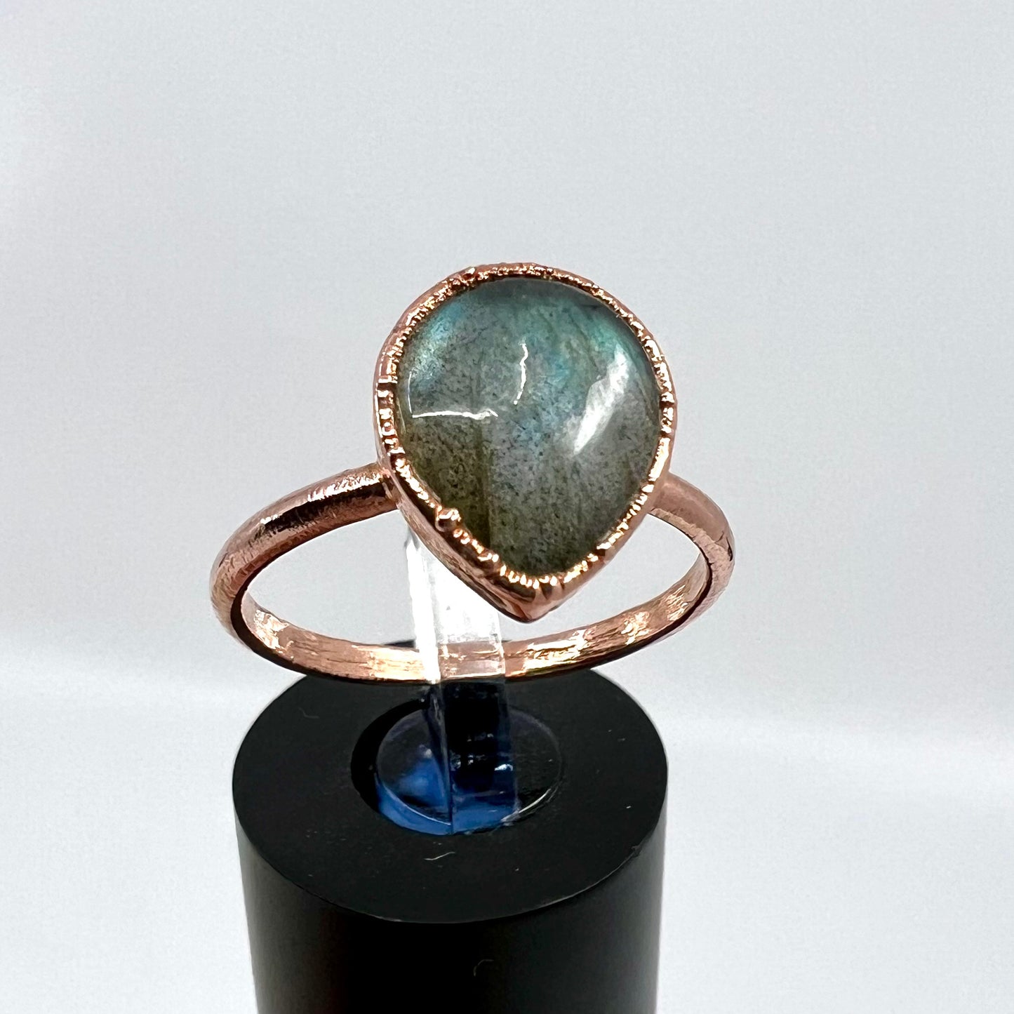 Size 8.25 Labradorite Ring - Copper Electroformed