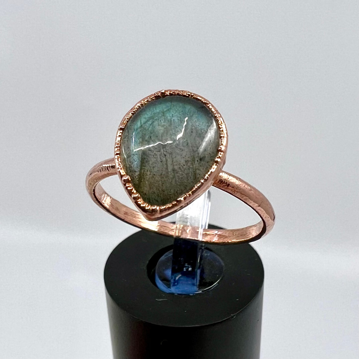 Size 8.25 Labradorite Ring - Copper Electroformed