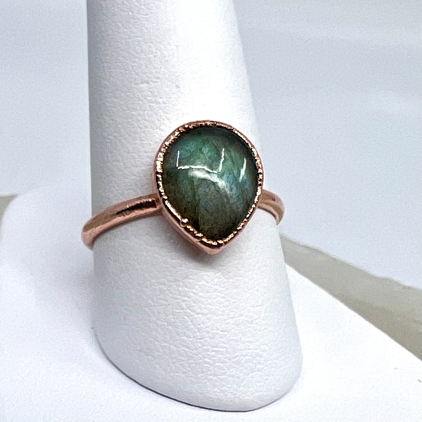 Size 8.25 Labradorite Ring - Copper Electroformed