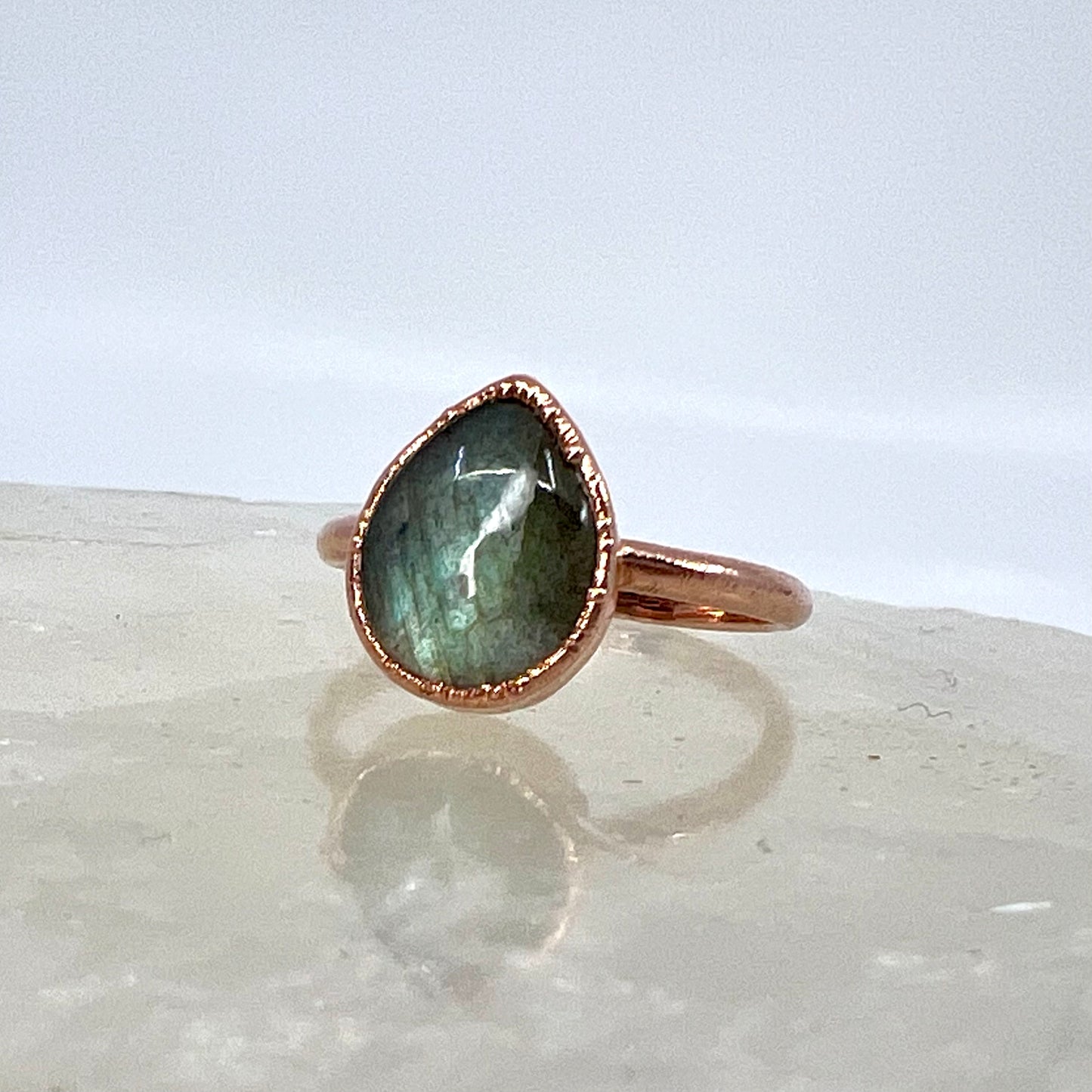 Size 8.25 Labradorite Ring - Copper Electroformed