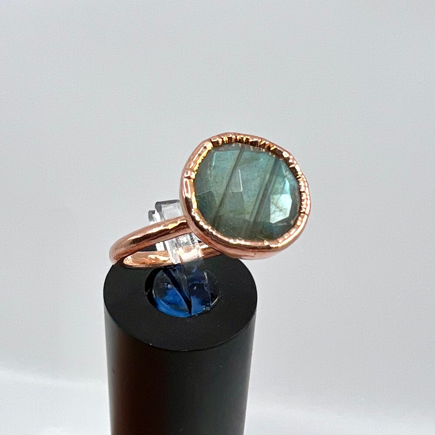 Size 8.25 Labradorite Ring - Copper Electroformed