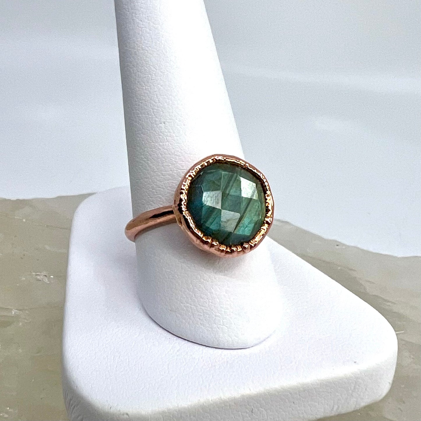 Size 8.25 Labradorite Ring - Copper Electroformed