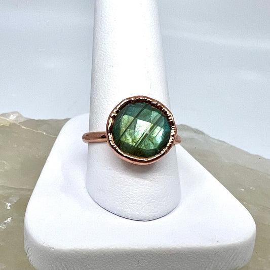 Size 8.25 Labradorite Ring - Copper Electroformed