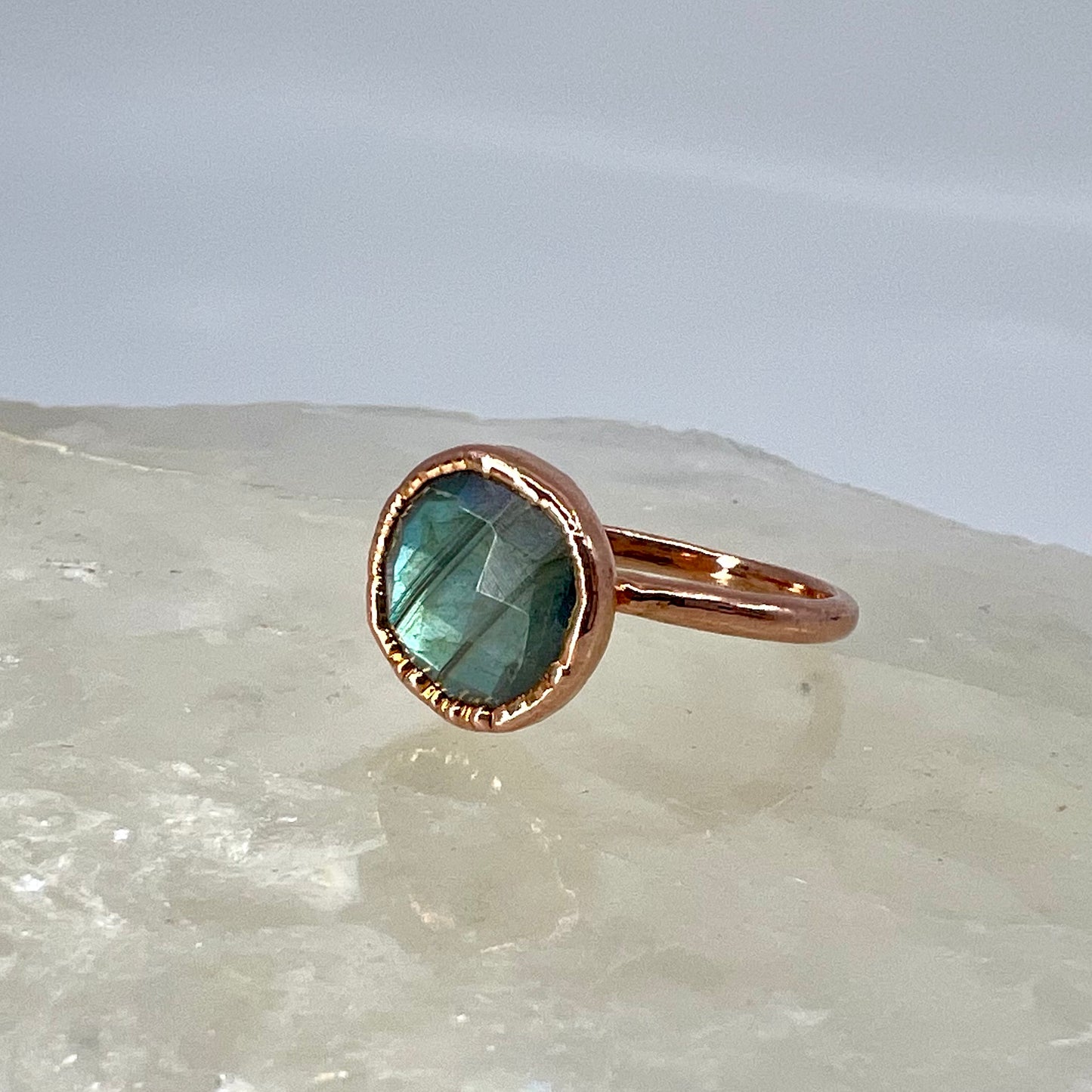 Size 8.25 Labradorite Ring - Copper Electroformed