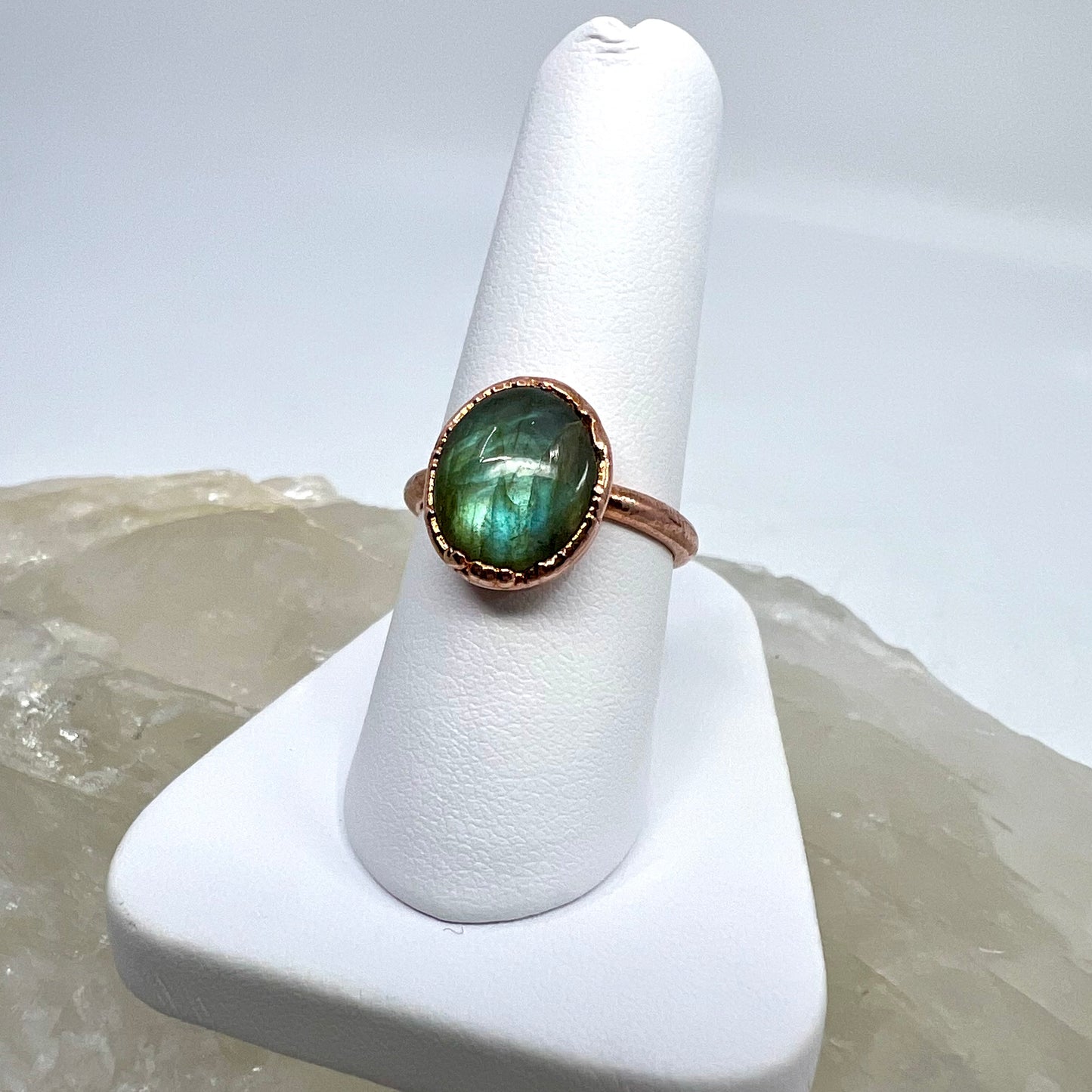 Size 7 Labradorite Ring - Copper Electroformed