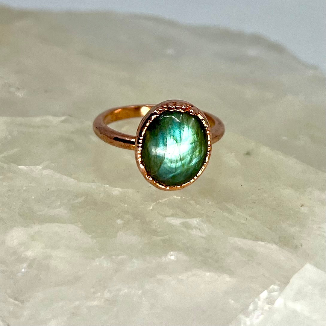 Size 7 Labradorite Ring - Copper Electroformed