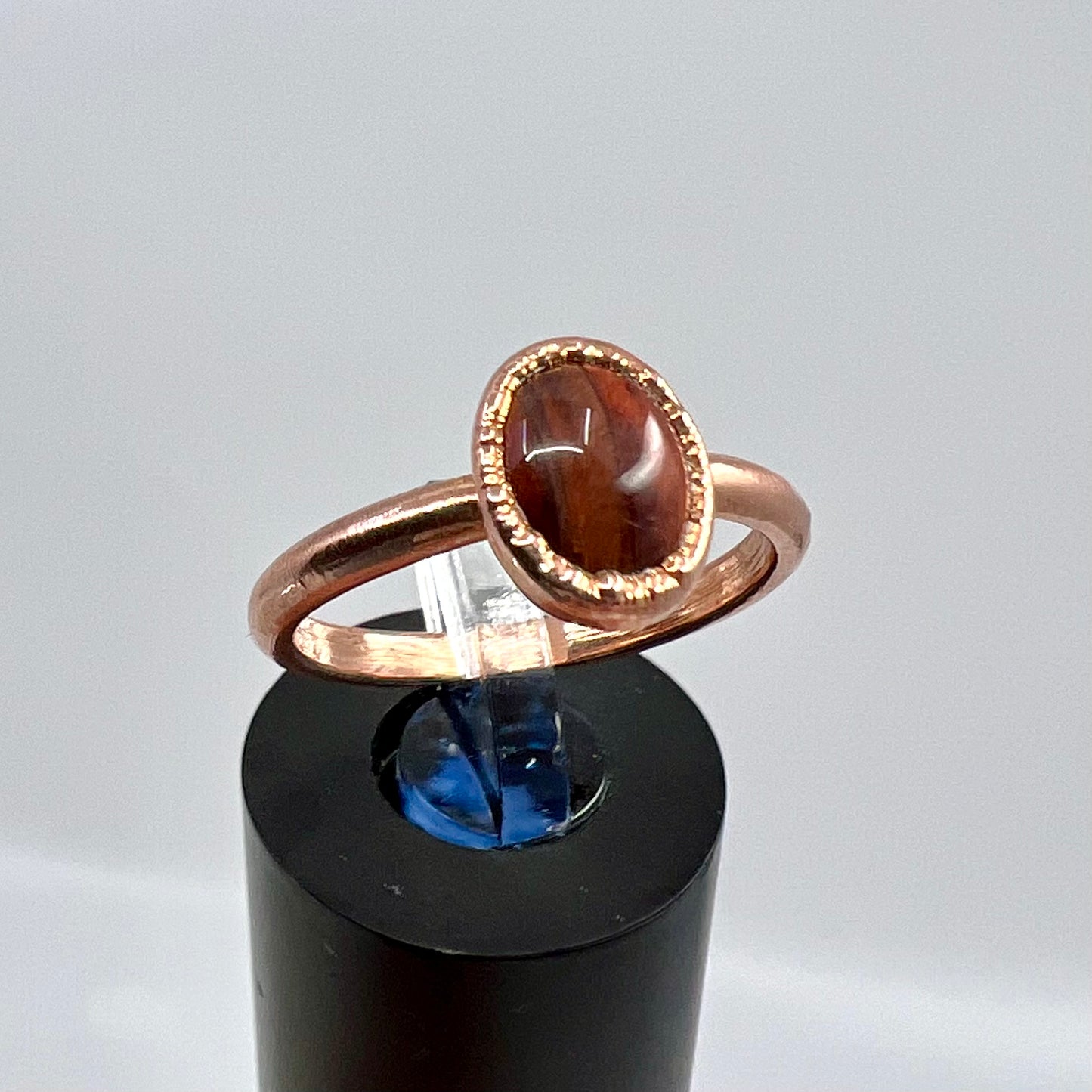 Size 7.25 Red Tiger’s Eye Ring - Copper Electroformed