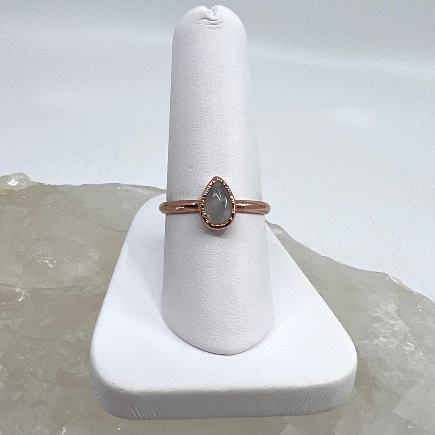 Size 7.25 Moonstone Ring - Copper Electroformed