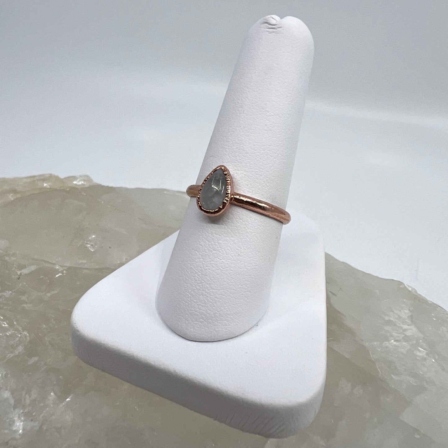 Size 7.25 Moonstone Ring - Copper Electroformed