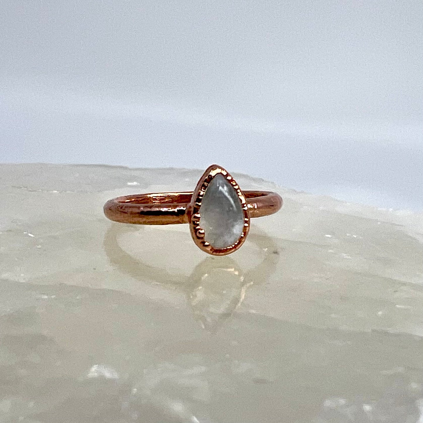 Size 7.25 Moonstone Ring - Copper Electroformed