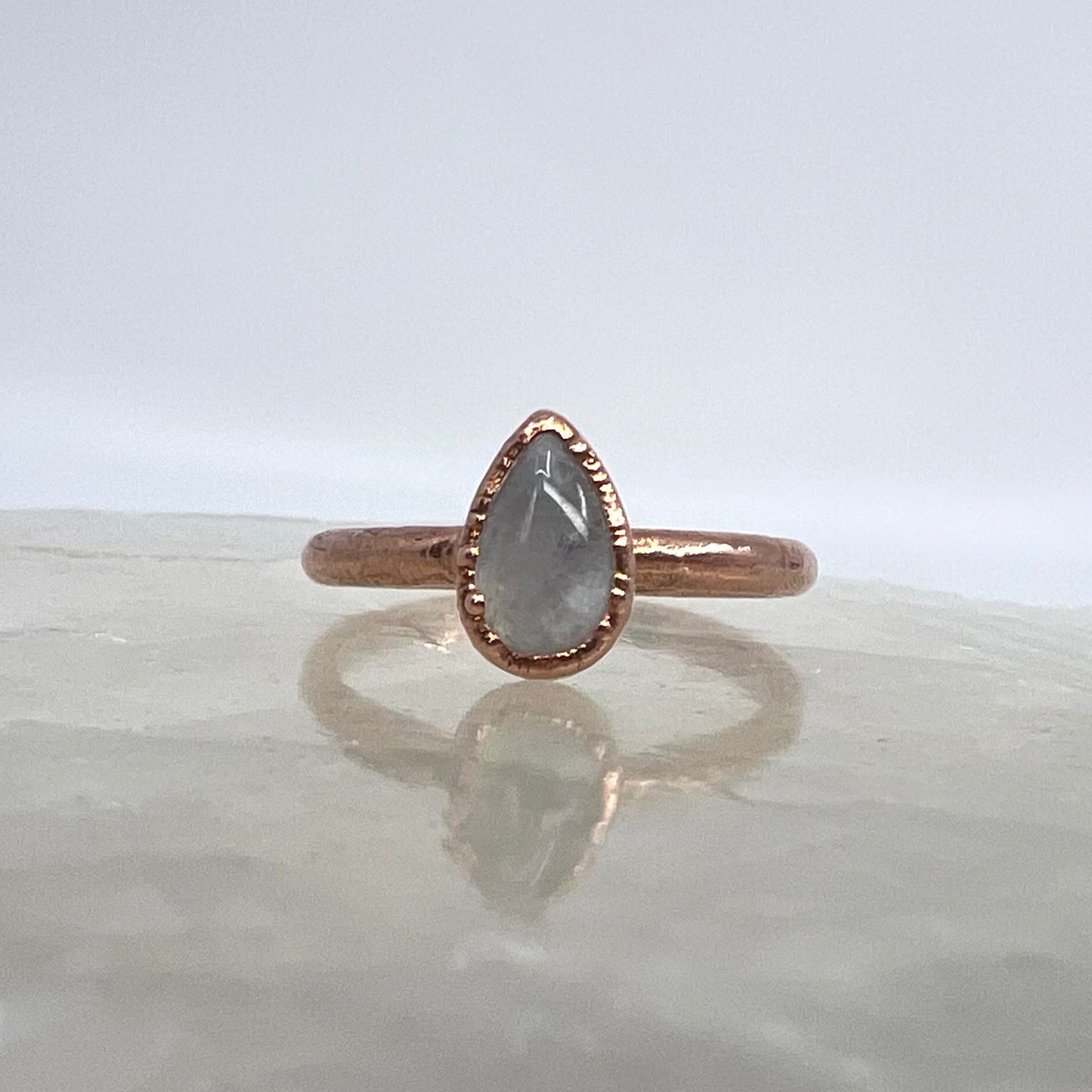 Size 7.25 Moonstone Ring - Copper Electroformed