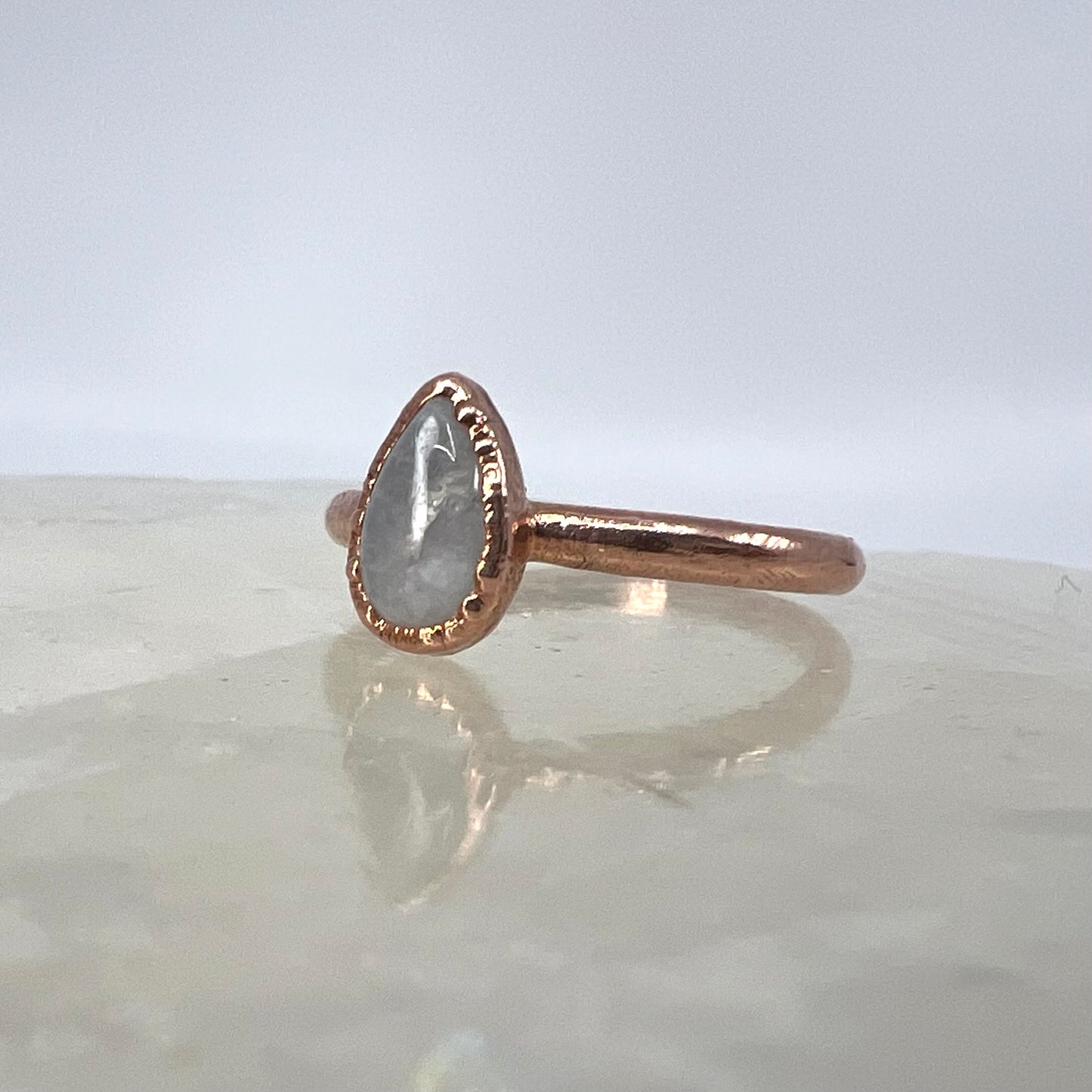 Size 7.25 Moonstone Ring - Copper Electroformed