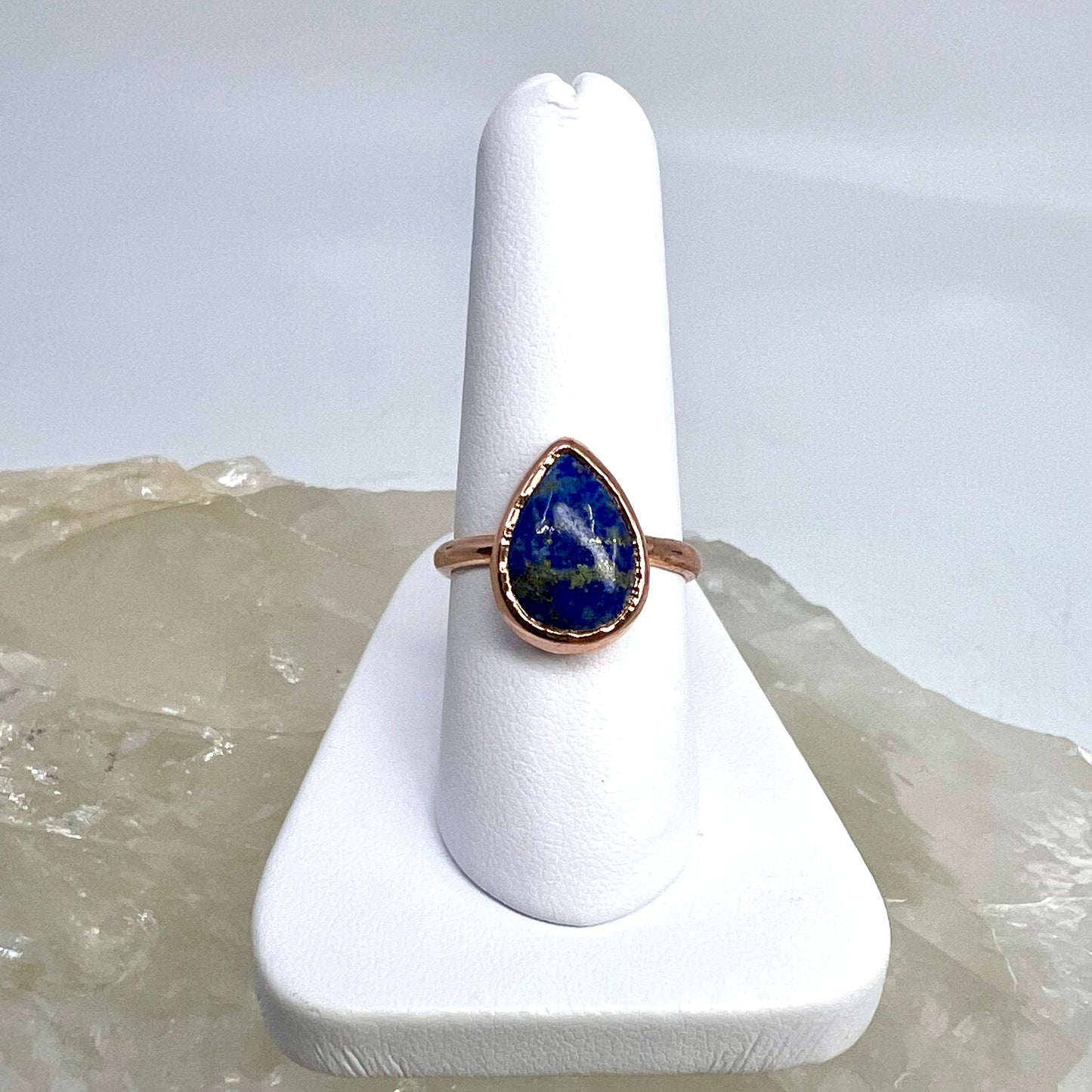 Size 7.25 Lapis Lazuli Ring - Copper Electroformed