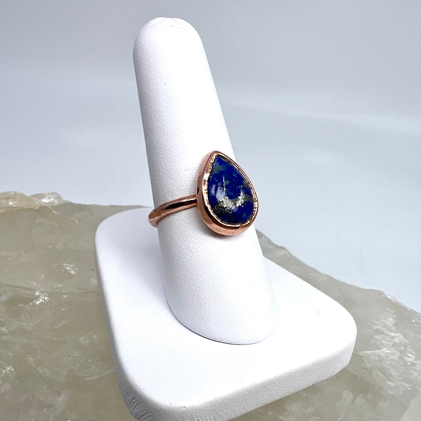 Size 7.25 Lapis Lazuli Ring - Copper Electroformed