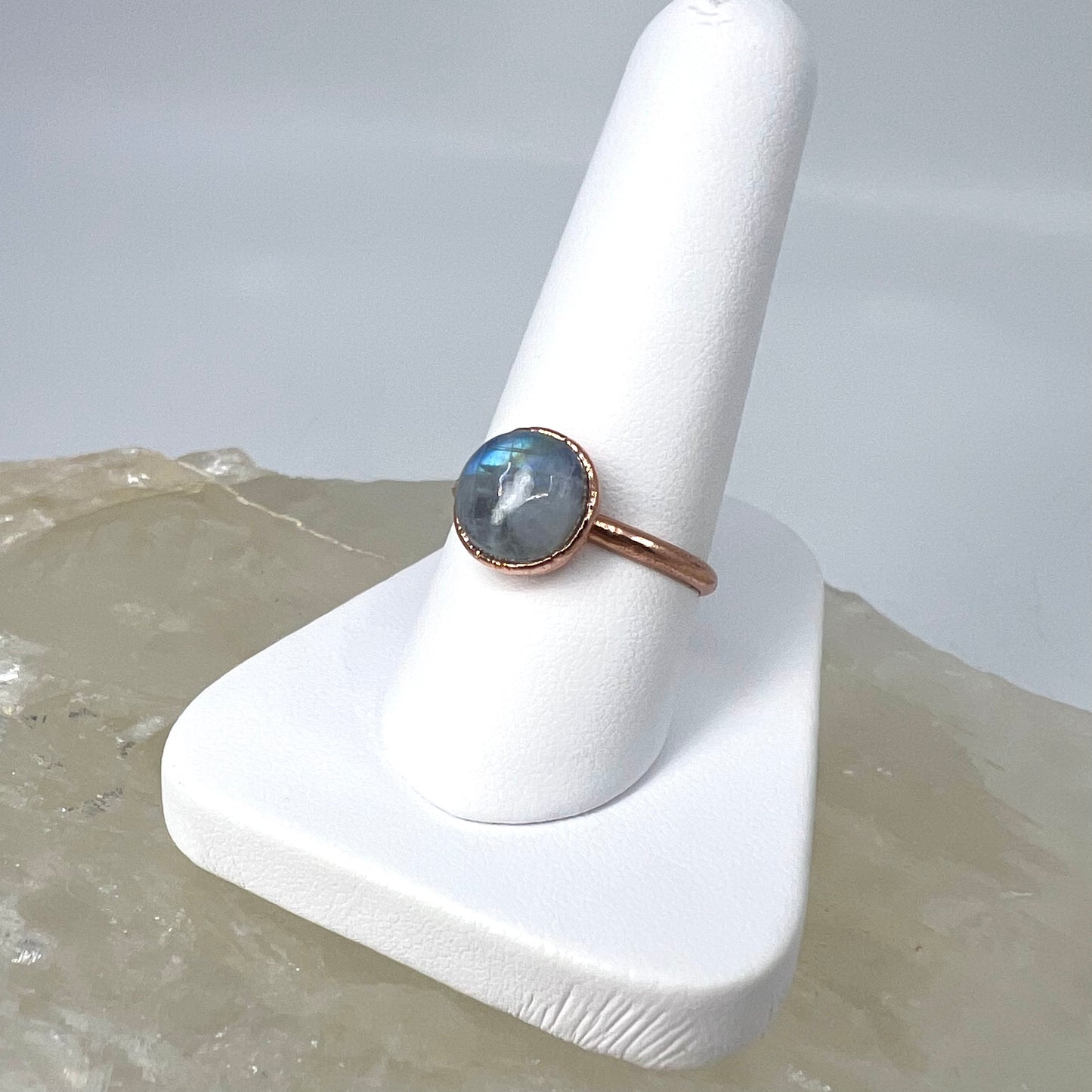 Size 7.75 Moonstone Ring - Copper Electroformed