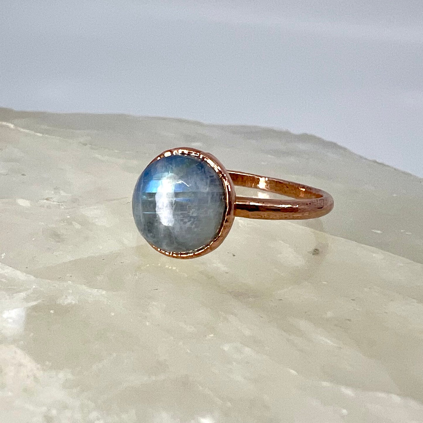 Size 7.75 Moonstone Ring - Copper Electroformed