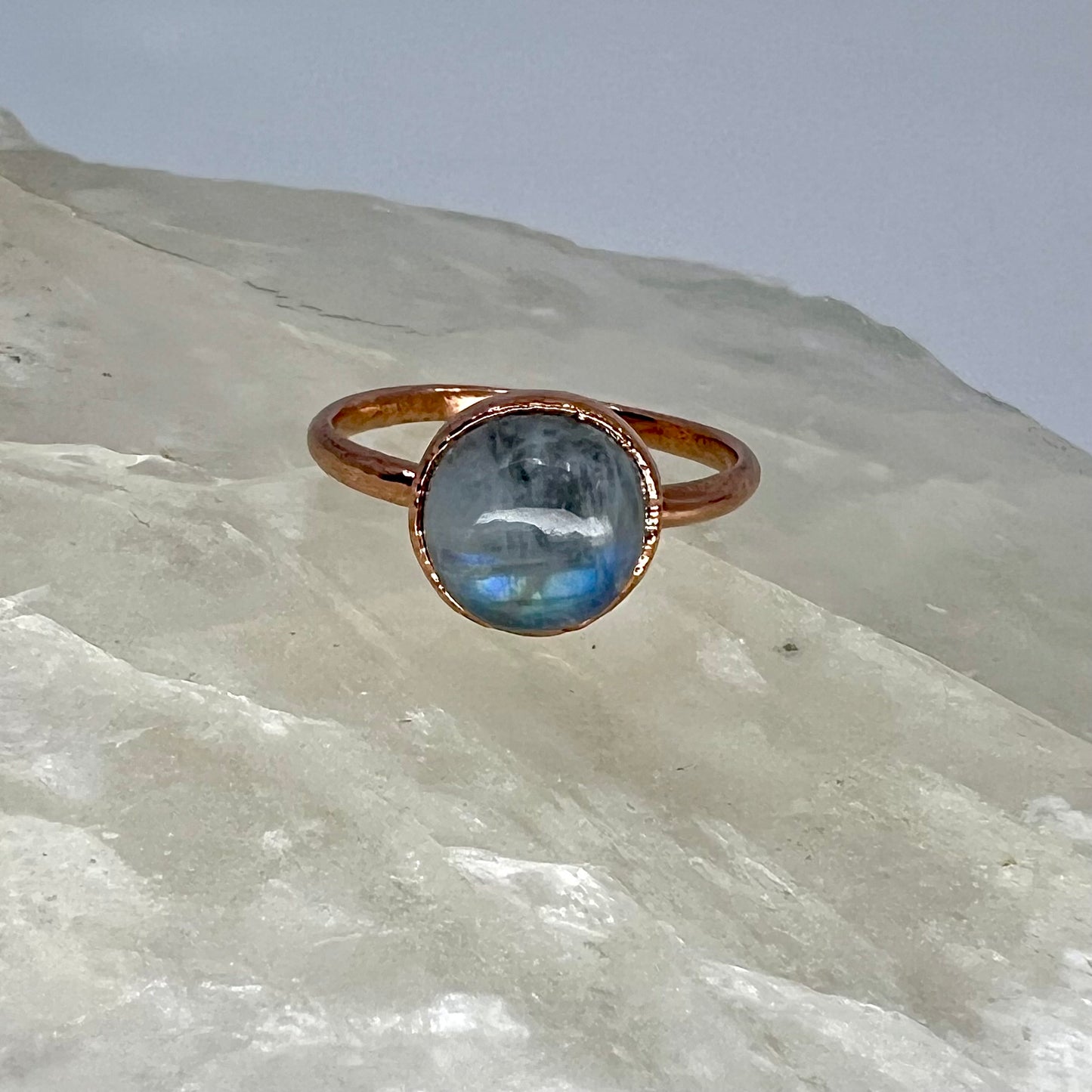 Size 7.75 Moonstone Ring - Copper Electroformed