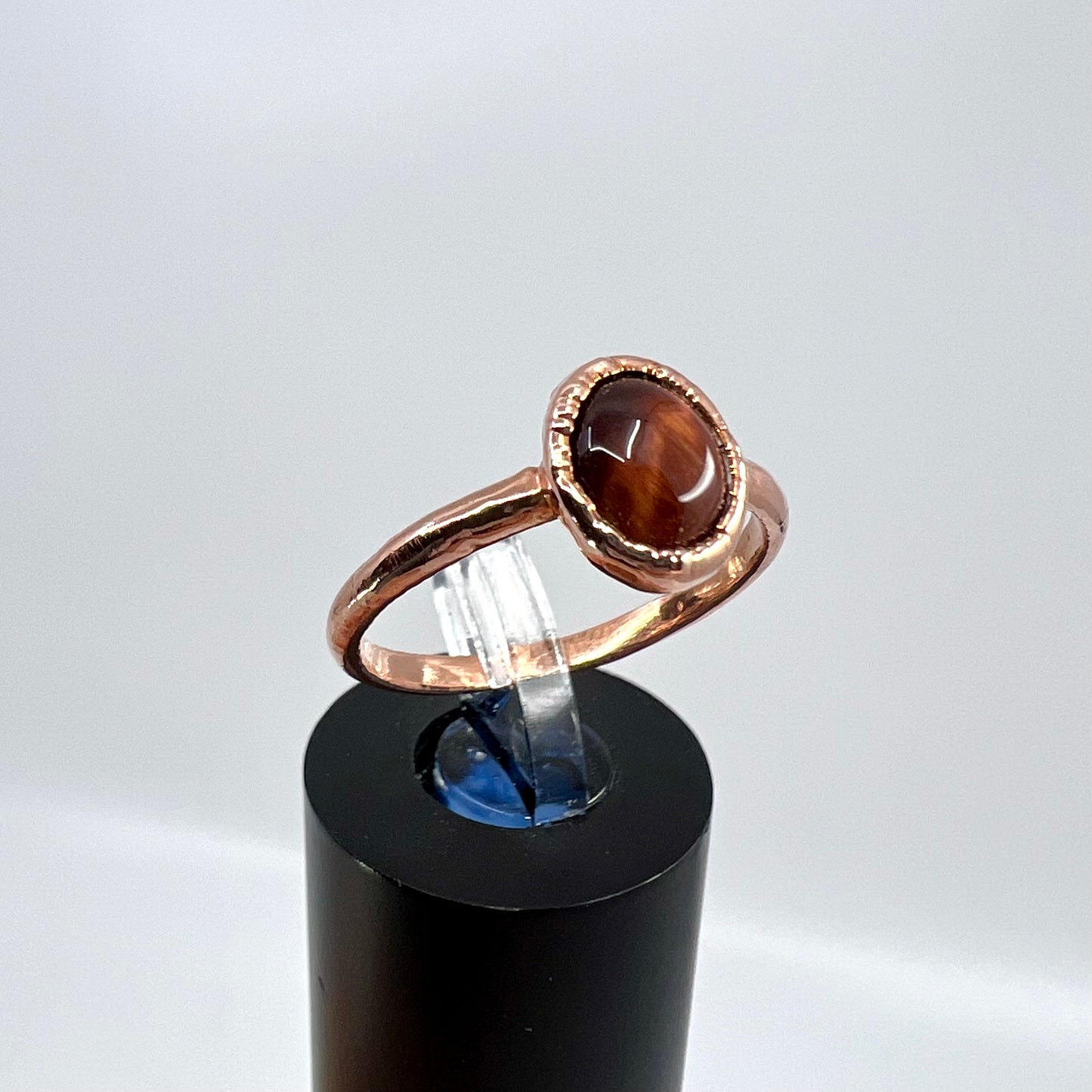 Size 7.75 Red Tiger’s Eye Ring - Copper Electroformed