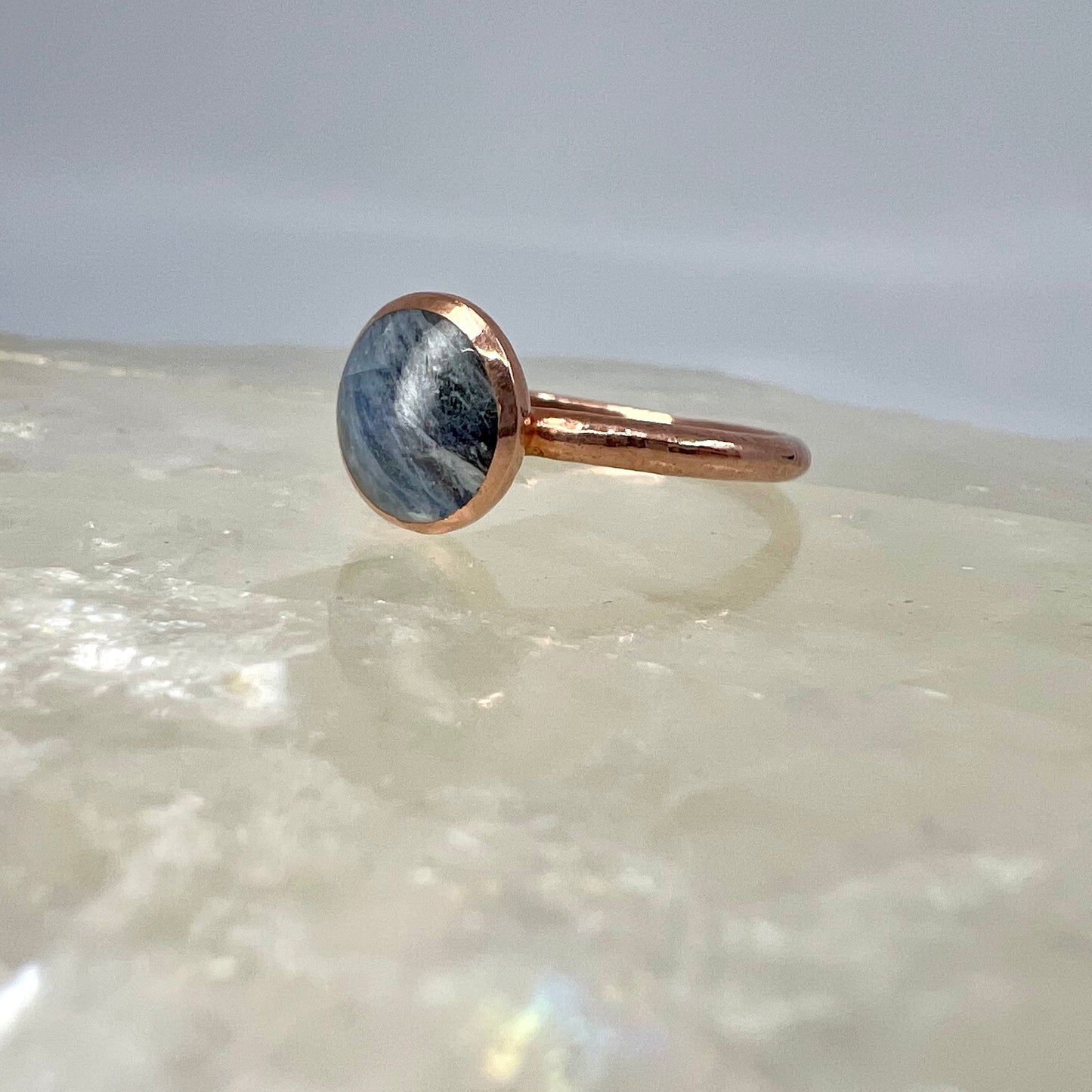 Size 7.75 Moonstone Ring - Copper Electroformed