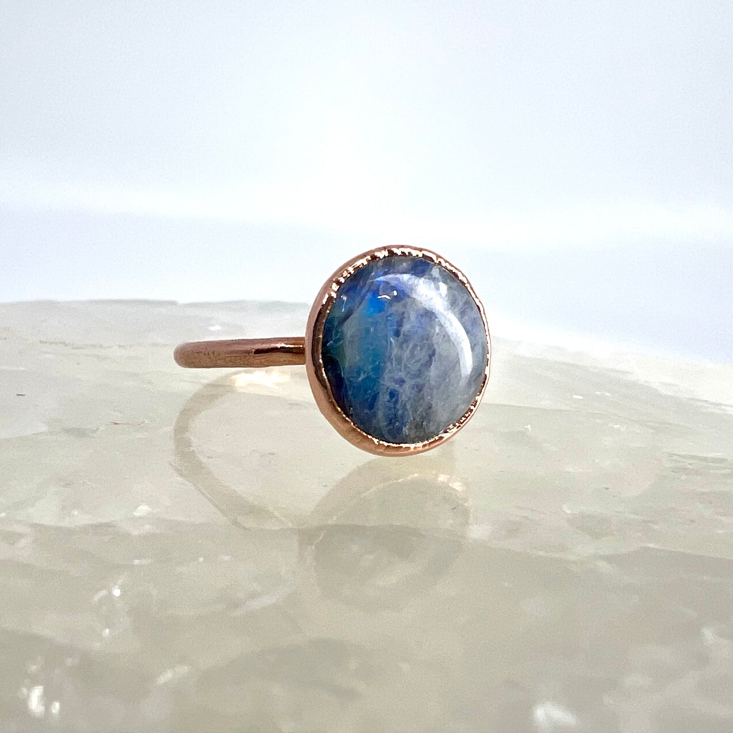 Size 9 Moonstone Ring - Copper Electroformed