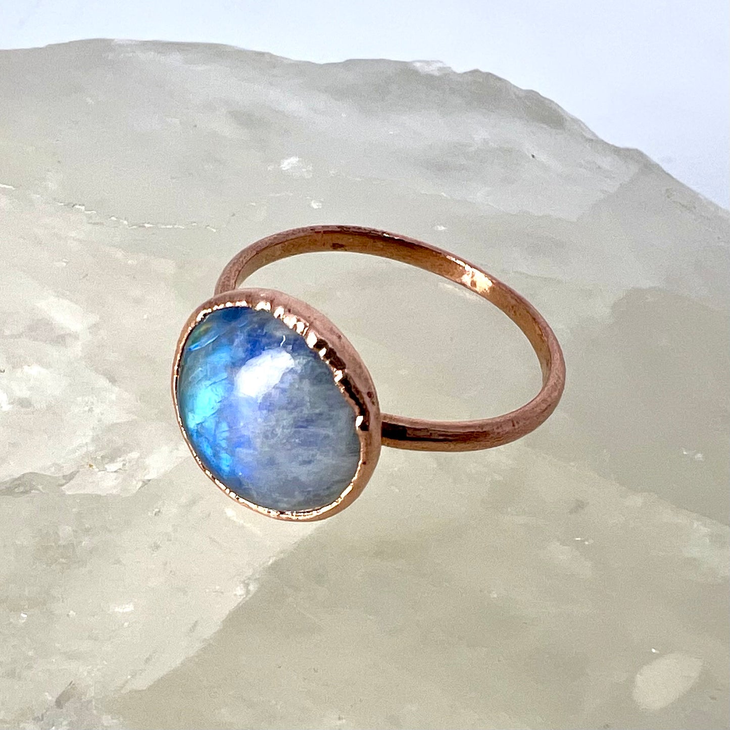 Size 9 Moonstone Ring - Copper Electroformed