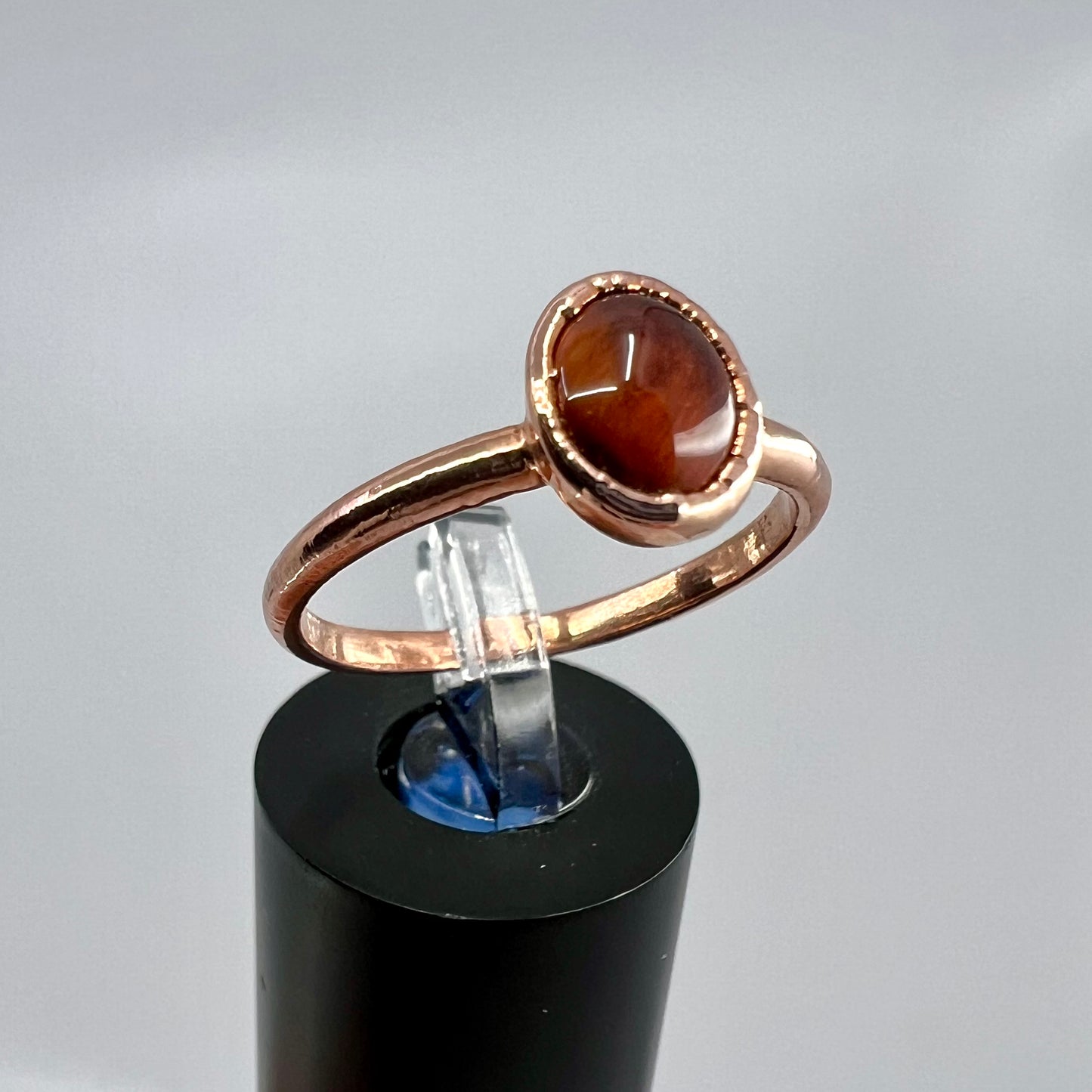 Size 9 Red Tiger’s Eye Ring - Copper Electroformed