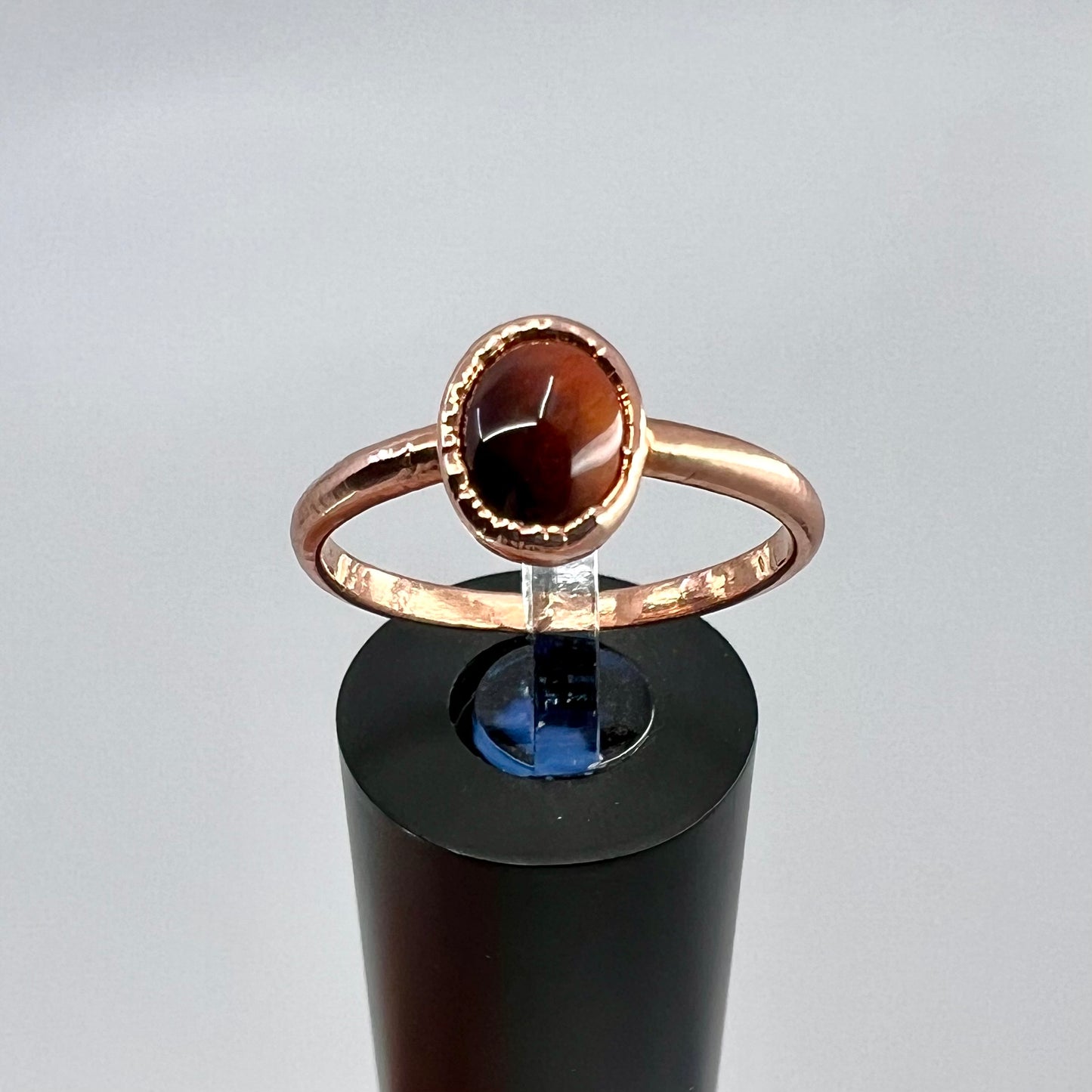 Size 9 Red Tiger’s Eye Ring - Copper Electroformed