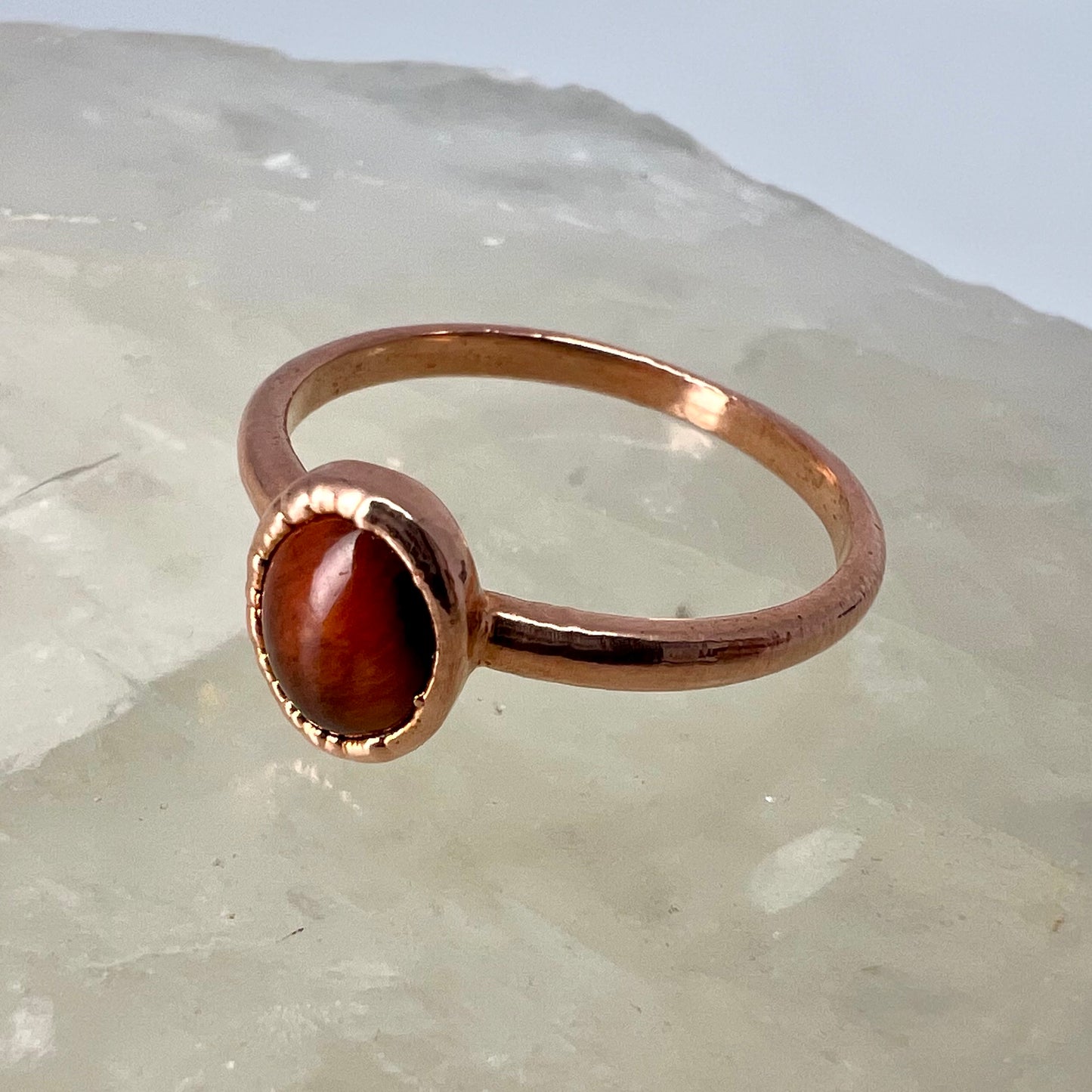 Size 9 Red Tiger’s Eye Ring - Copper Electroformed