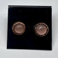 Rose Quartz Stud Earrings, Antique Finish - Copper Electroformed