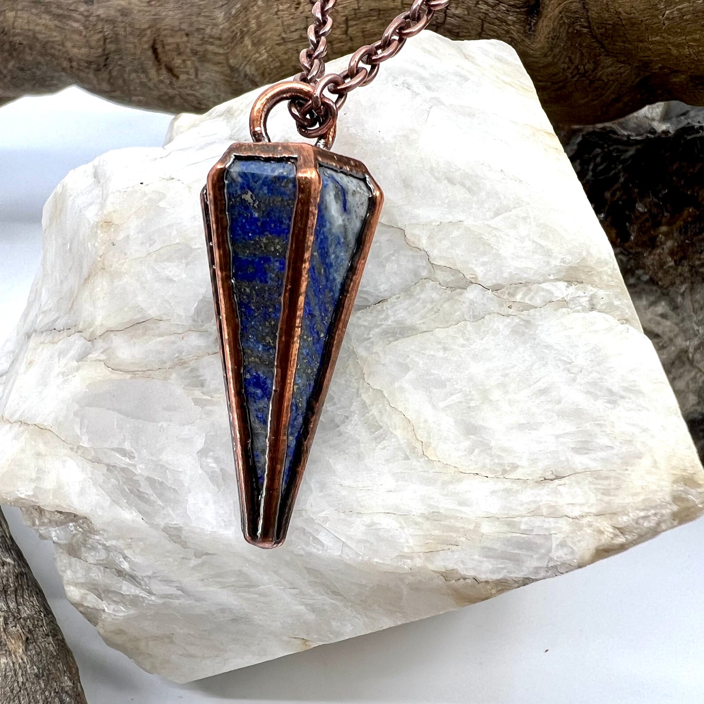 Lapis Lazuli Pendulum Necklace - Copper Electroformed