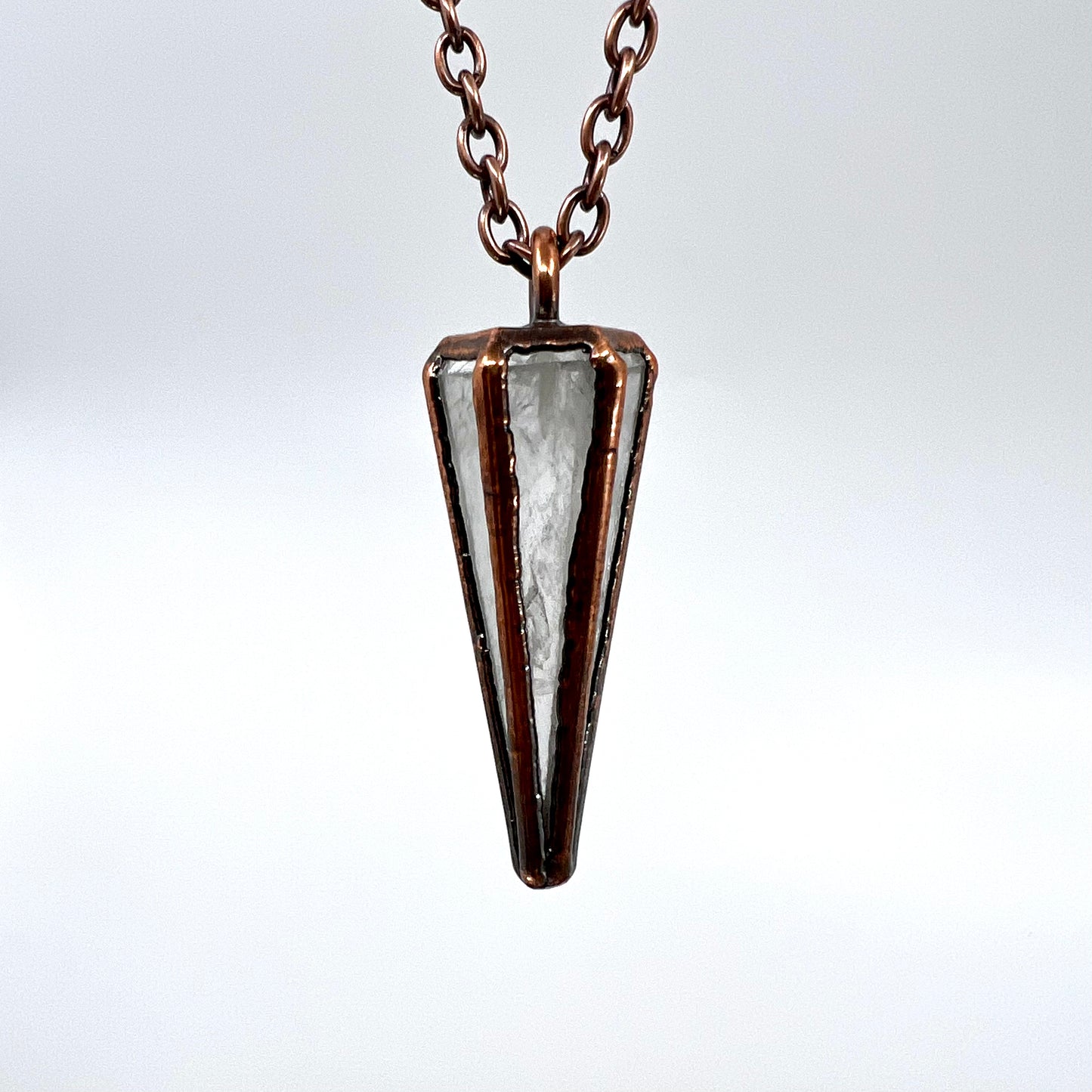 Clear Quartz Pendulum Necklace - Copper Electroformed