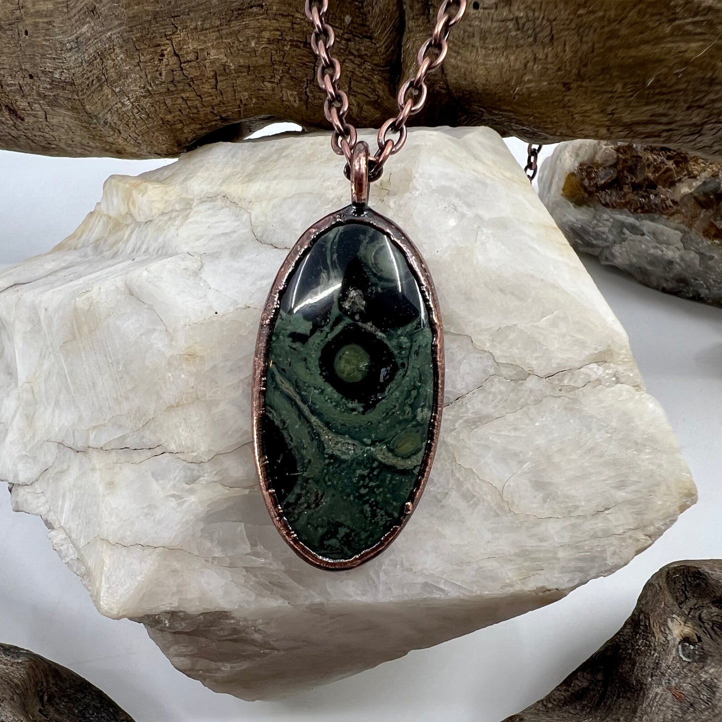 Kambaba Jasper Necklace -- Copper Electroformed