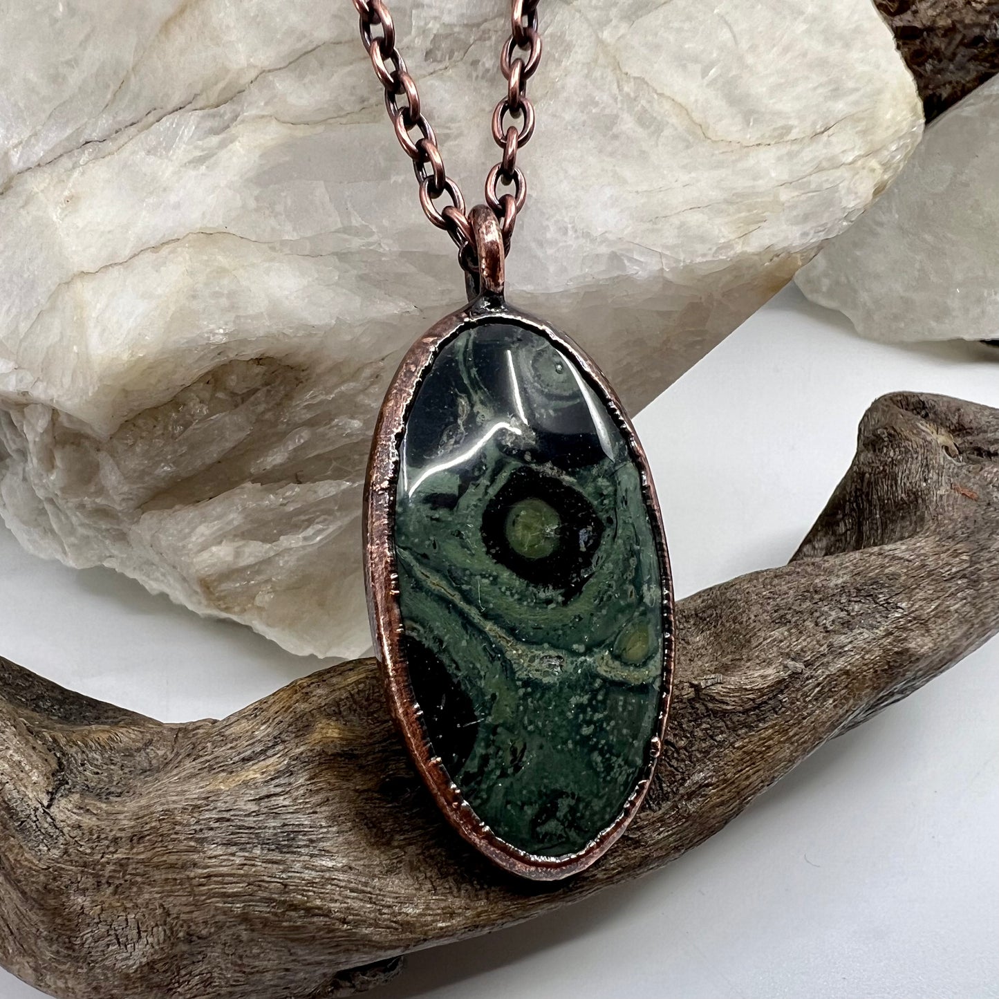 Kambaba Jasper Necklace -- Copper Electroformed