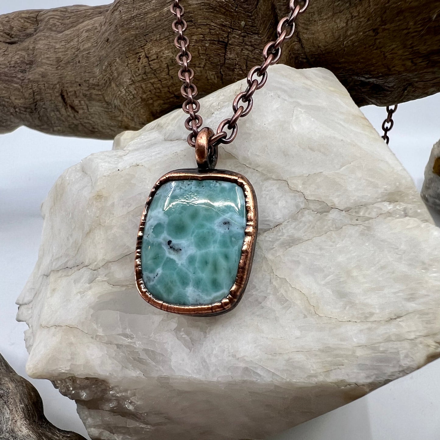 Larimar Necklace - Copper Electroformed