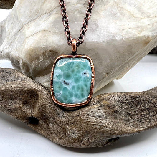 Larimar Necklace - Copper Electroformed