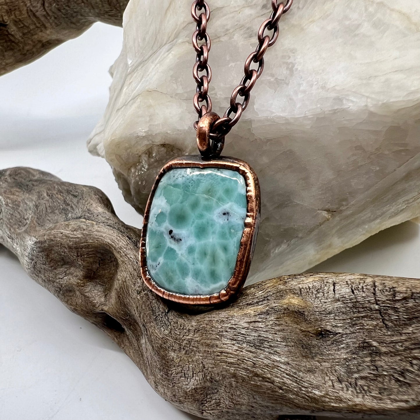 Larimar Necklace - Copper Electroformed