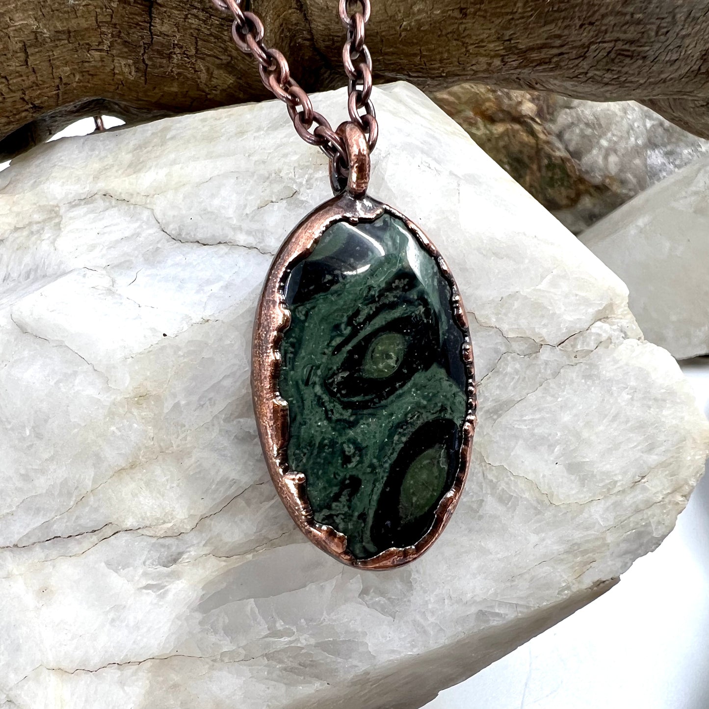 Kambaba Jasper Necklace -- Copper Electroformed