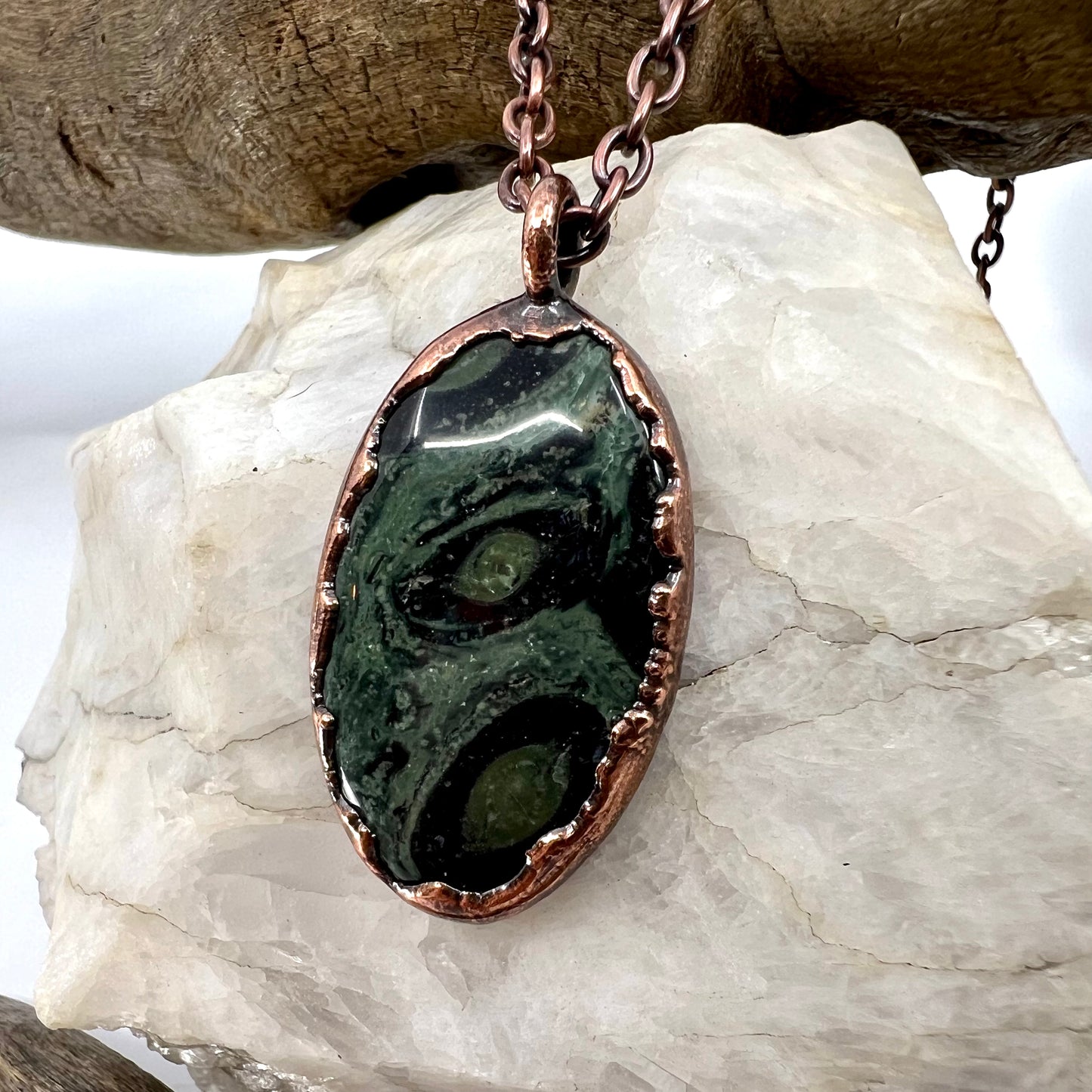 Kambaba Jasper Necklace -- Copper Electroformed