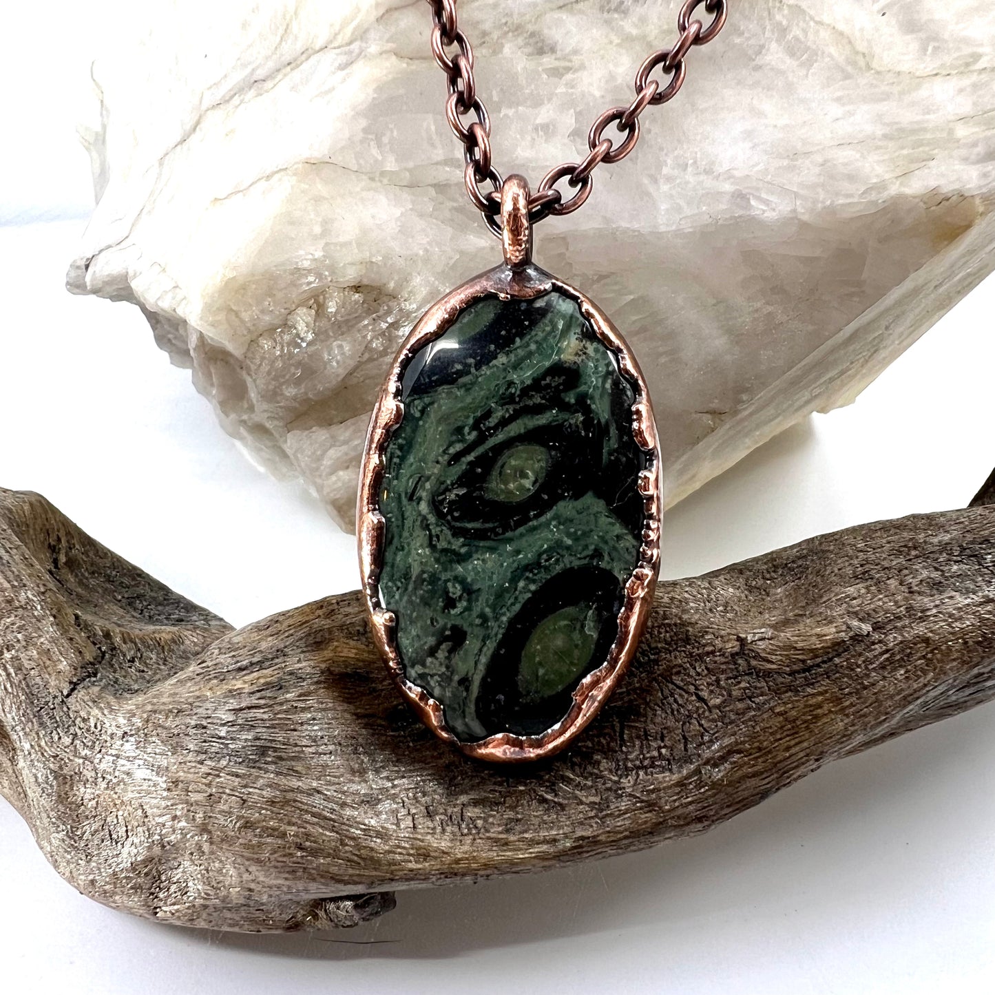 Kambaba Jasper Necklace -- Copper Electroformed