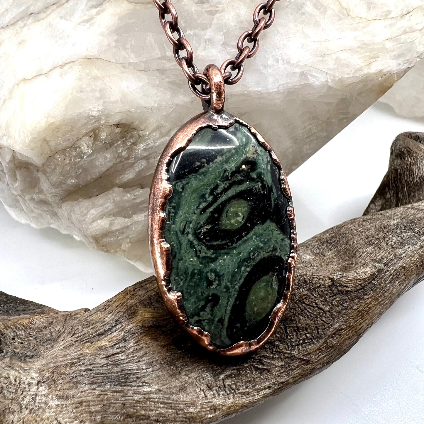 Kambaba Jasper Necklace -- Copper Electroformed