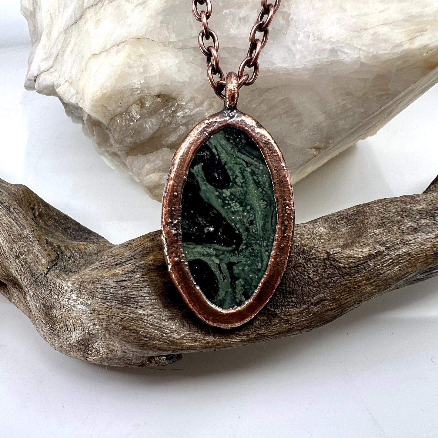 Kambaba Jasper Necklace -- Copper Electroformed