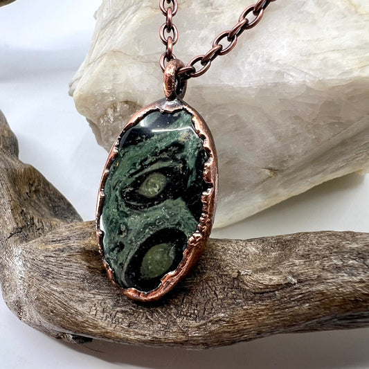 Kambaba Jasper Necklace -- Copper Electroformed