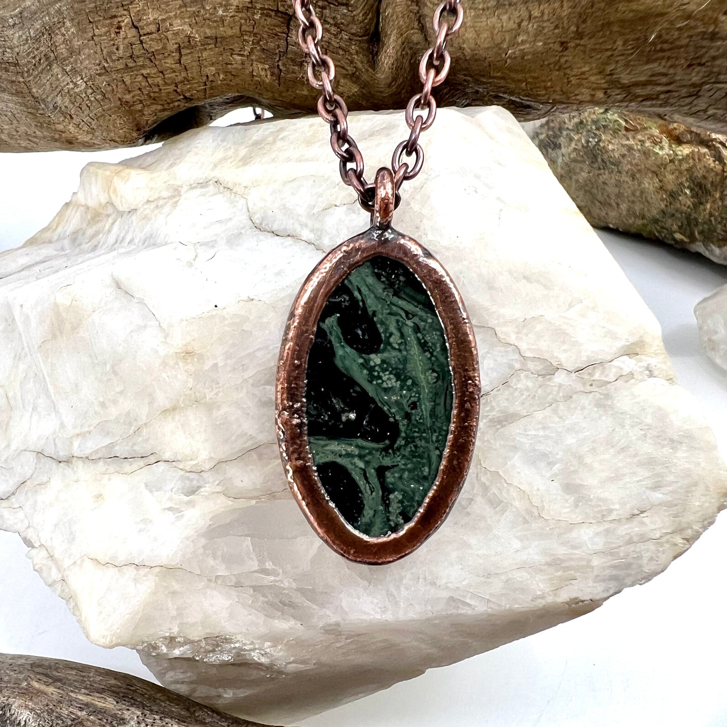 Kambaba Jasper Necklace -- Copper Electroformed