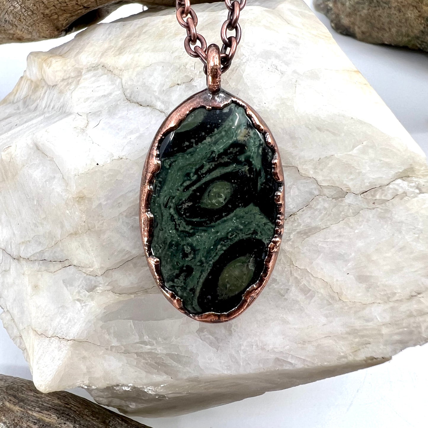 Kambaba Jasper Necklace -- Copper Electroformed