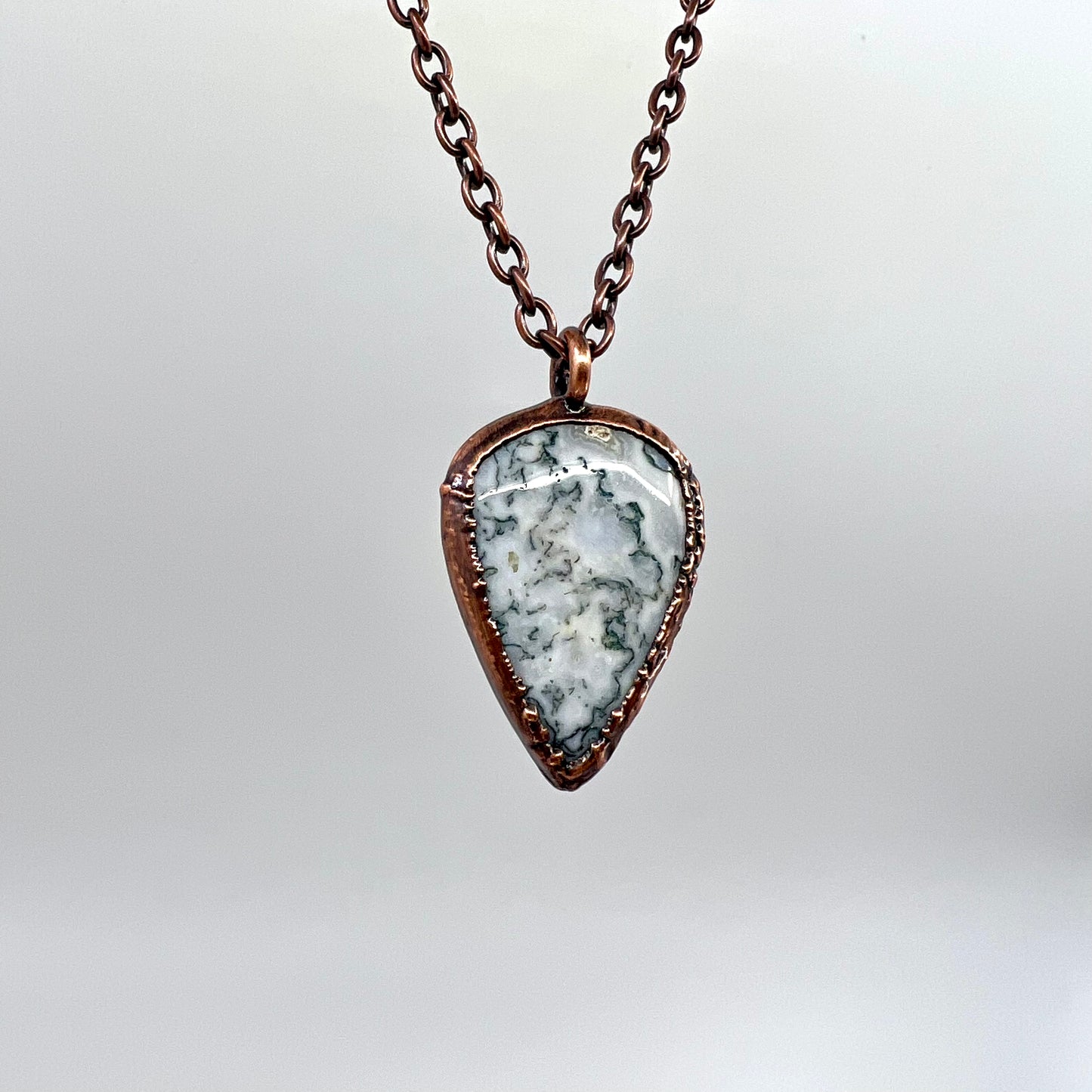 Moss Agate Necklace -- Copper Electroformed