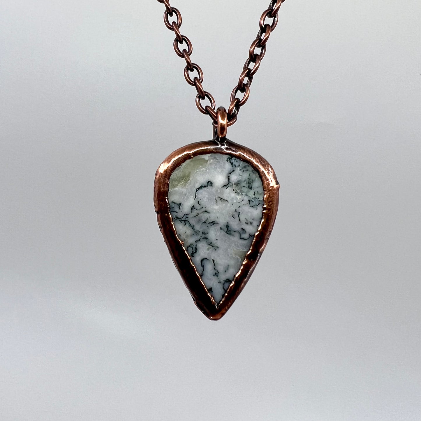 Moss Agate Necklace -- Copper Electroformed