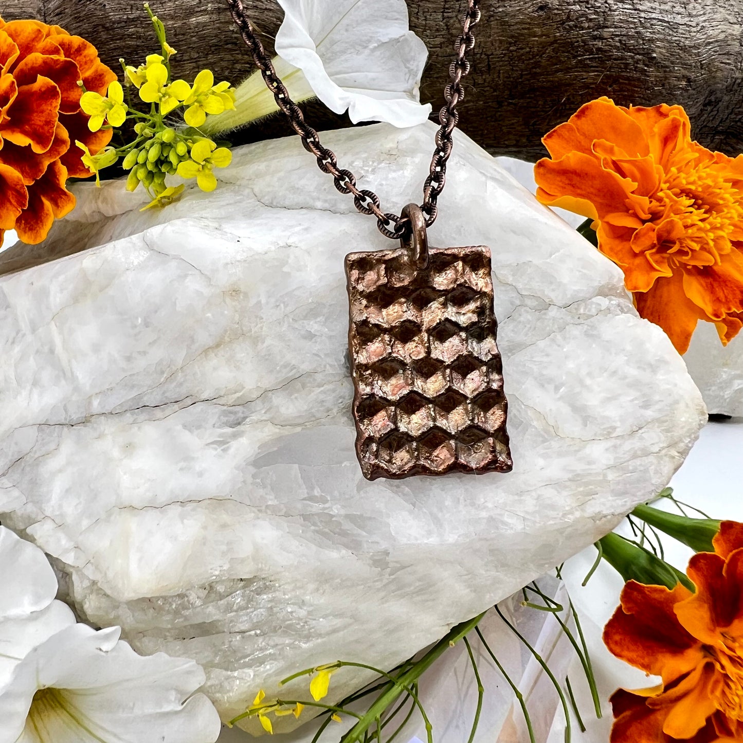 Real Honeycomb Necklace - Copper Electroformed